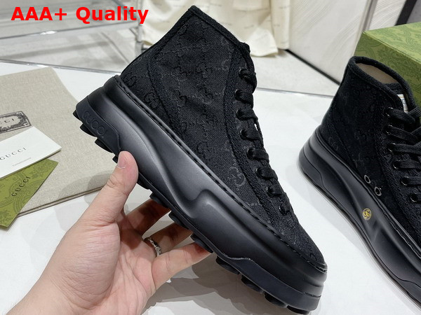 Gucci Womens GG High Top Sneaker in Black Original GG Canvas Replica