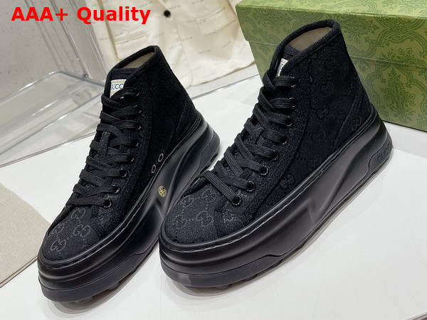 Gucci Womens GG High Top Sneaker in Black Original GG Canvas Replica