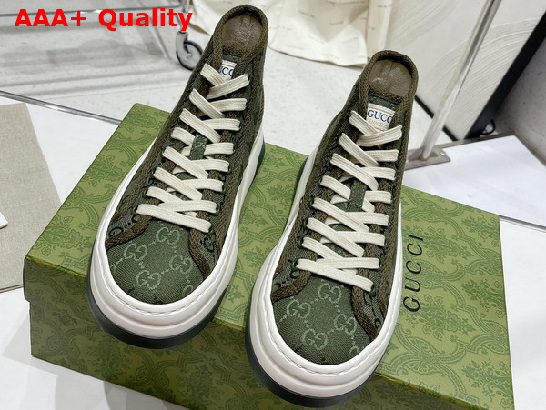 Gucci Womens GG High Top Sneaker in Green Original GG Canvas Replica