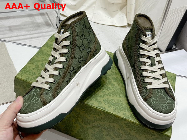 Gucci Womens GG High Top Sneaker in Green Original GG Canvas Replica