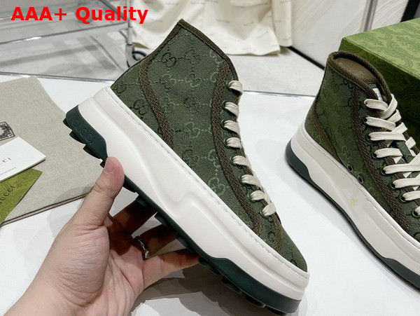 Gucci Womens GG High Top Sneaker in Green Original GG Canvas Replica