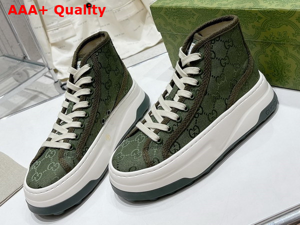 Gucci Womens GG High Top Sneaker in Green Original GG Canvas Replica