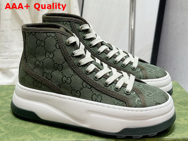 Gucci Womens GG High Top Sneaker in Green Original GG Canvas Replica