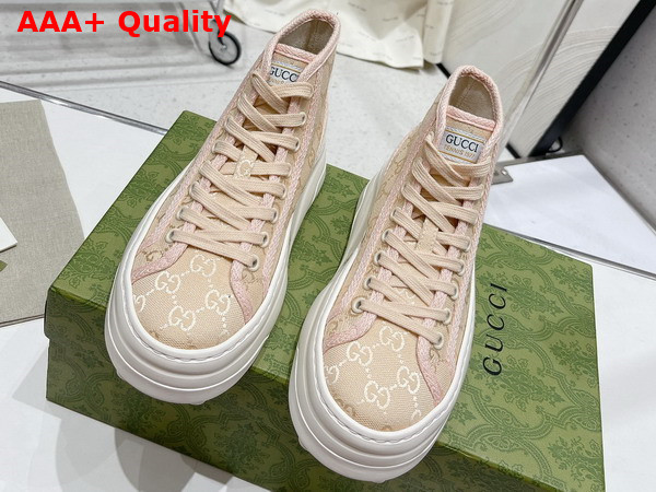 Gucci Womens GG High Top Sneaker in Pink Original GG Canvas Replica