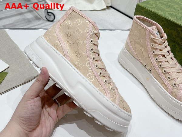 Gucci Womens GG High Top Sneaker in Pink Original GG Canvas Replica