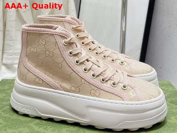 Gucci Womens GG High Top Sneaker in Pink Original GG Canvas Replica