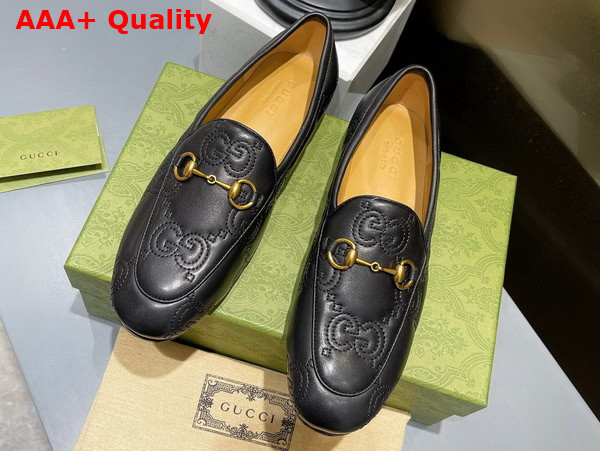 Gucci Womens GG Jordaan Loafer in Black GG Matelasse Leather 699903 Replica