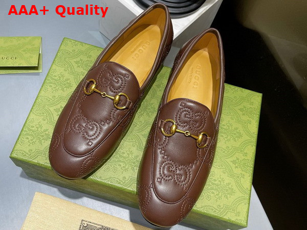 Gucci Womens GG Jordaan Loafer in Brown GG Matelasse Leather 699903 Replica