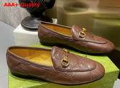 Gucci Womens GG Jordaan Loafer in Brown GG Matelasse Leather 699903 Replica