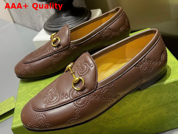 Gucci Womens GG Jordaan Loafer in Brown GG Matelasse Leather 699903 Replica