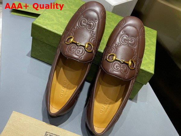 Gucci Womens GG Jordaan Loafer in Brown GG Matelasse Leather 699903 Replica