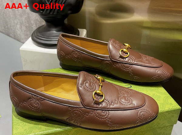 Gucci Womens GG Jordaan Loafer in Brown GG Matelasse Leather 699903 Replica