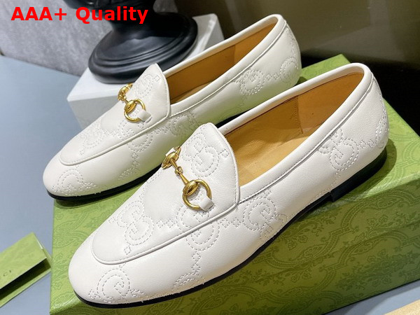 Gucci Womens GG Jordaan Loafer in White GG Matelasse Leather 699903 Replica