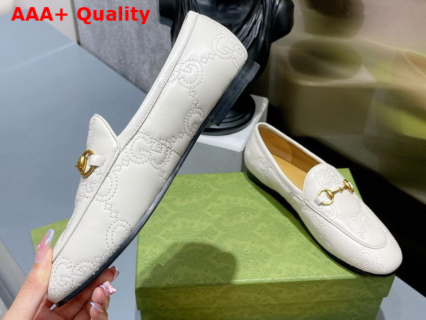 Gucci Womens GG Jordaan Loafer in White GG Matelasse Leather 699903 Replica