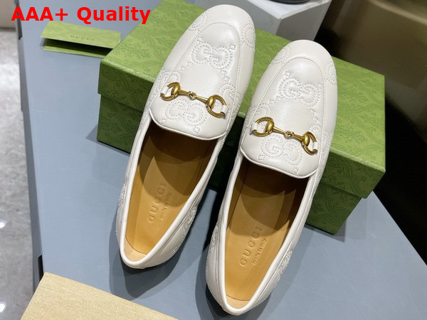 Gucci Womens GG Jordaan Loafer in White GG Matelasse Leather 699903 Replica