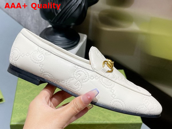 Gucci Womens GG Jordaan Loafer in White GG Matelasse Leather 699903 Replica