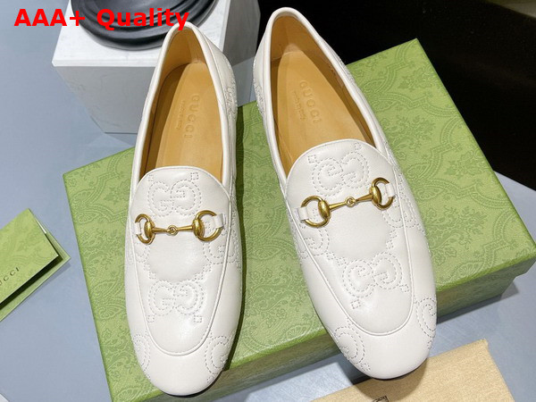 Gucci Womens GG Jordaan Loafer in White GG Matelasse Leather 699903 Replica