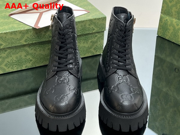 Gucci Womens GG Leather Boot in Black GG Leather 751712 Replica