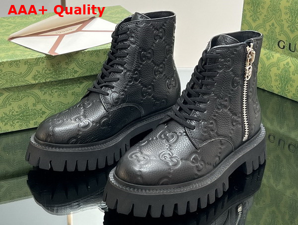 Gucci Womens GG Leather Boot in Black GG Leather 751712 Replica