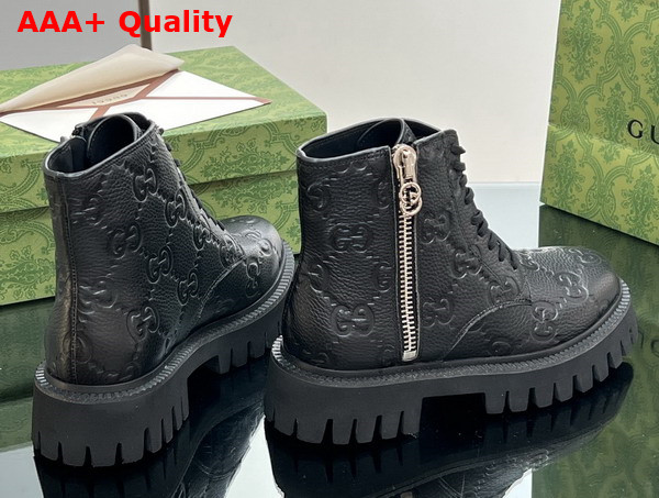 Gucci Womens GG Leather Boot in Black GG Leather 751712 Replica