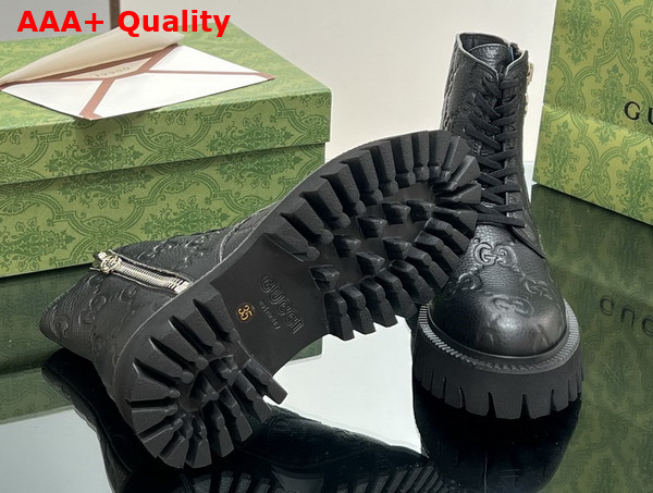 Gucci Womens GG Leather Boot in Black GG Leather 751712 Replica