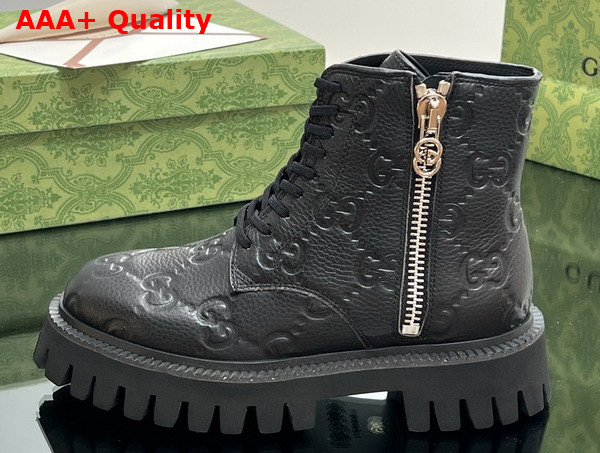 Gucci Womens GG Leather Boot in Black GG Leather 751712 Replica