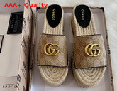 Gucci Womens GG Matelasse Canvas Espadrille Sandal Beige and Black Replica