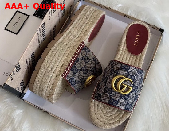 Gucci Womens GG Matelasse Canvas Espadrille Sandal Blue Replica