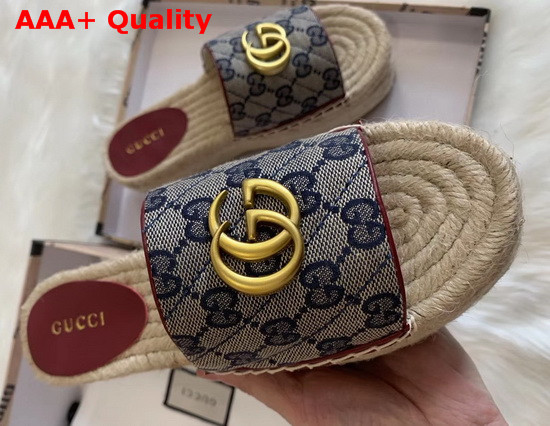 Gucci Womens GG Matelasse Canvas Espadrille Sandal Blue Replica