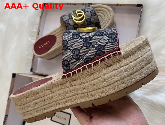 Gucci Womens GG Matelasse Canvas Espadrille Sandal Blue Replica