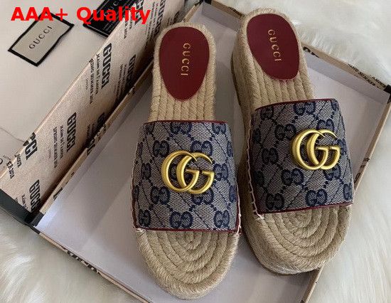 Gucci Womens GG Matelasse Canvas Espadrille Sandal Blue Replica