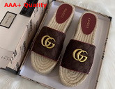 Gucci Womens GG Matelasse Canvas Espadrille Sandal Brown GG Canvas Replica