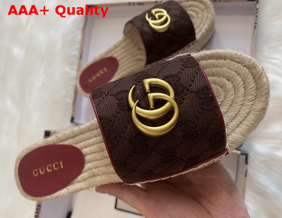 Gucci Womens GG Matelasse Canvas Espadrille Sandal Brown GG Canvas Replica