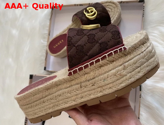 Gucci Womens GG Matelasse Canvas Espadrille Sandal Brown GG Canvas Replica