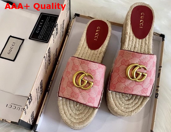 Gucci Womens GG Matelasse Canvas Espadrille Sandal Pink GG Canvas Replica