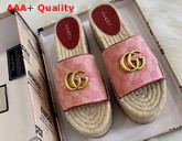 Gucci Womens GG Matelasse Canvas Espadrille Sandal Pink GG Canvas Replica