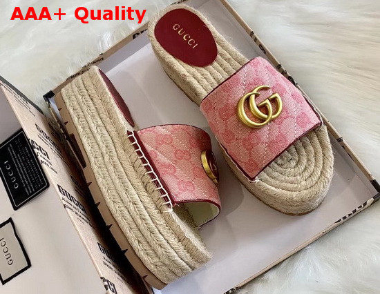 Gucci Womens GG Matelasse Canvas Espadrille Sandal Pink GG Canvas Replica