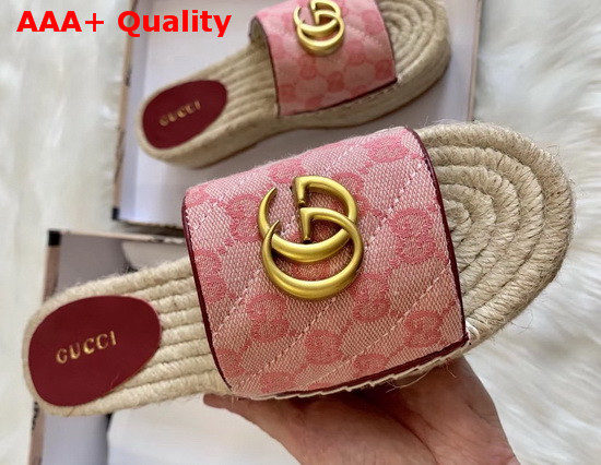 Gucci Womens GG Matelasse Canvas Espadrille Sandal Pink GG Canvas Replica