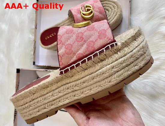 Gucci Womens GG Matelasse Canvas Espadrille Sandal Pink GG Canvas Replica