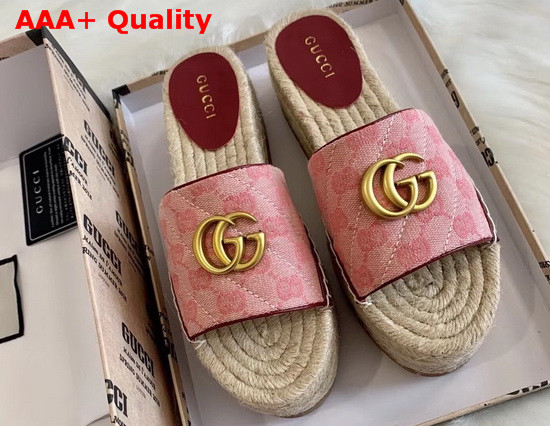 Gucci Womens GG Matelasse Canvas Espadrille Sandal Pink GG Canvas Replica