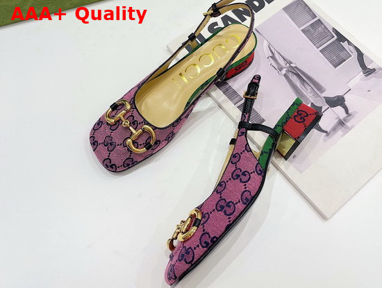 Gucci Womens GG Multicolor Mid Heel Slingback with Horsebit 643892 Replica