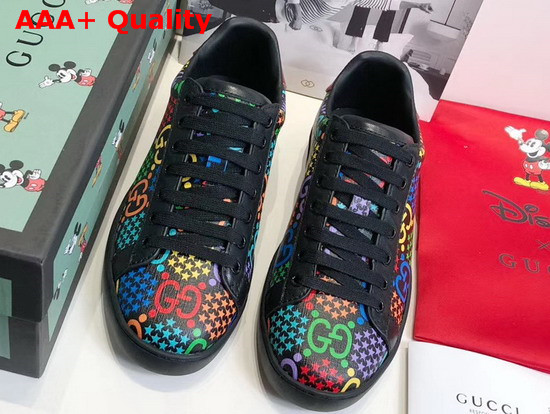 Gucci Womens GG Psychedelic Ace Sneaker Black GG Psychedelic Supreme Canvas 610086 Replica