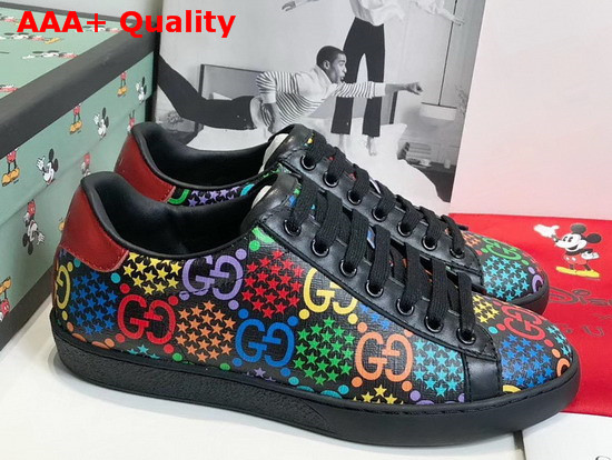 Gucci Womens GG Psychedelic Ace Sneaker Black GG Psychedelic Supreme Canvas 610086 Replica