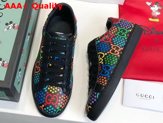 Gucci Womens GG Psychedelic Ace Sneaker Black GG Psychedelic Supreme Canvas 610086 Replica