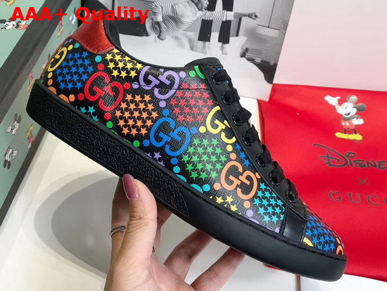 Gucci Womens GG Psychedelic Ace Sneaker Black GG Psychedelic Supreme Canvas 610086 Replica