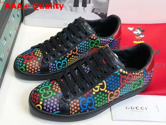 Gucci Womens GG Psychedelic Ace Sneaker Black GG Psychedelic Supreme Canvas 610086 Replica