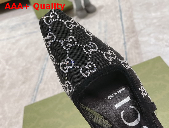 Gucci Womens GG Slingback Pump Black Mesh with GG Crystals 675829 Replica