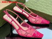 Gucci Womens GG Slingback Pump Pink Mesh with Multicolor GG Crystals 751770 Replica