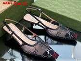 Gucci Womens GG Slingback Pump in Black Mesh with Multicolor GG Crystals Replica