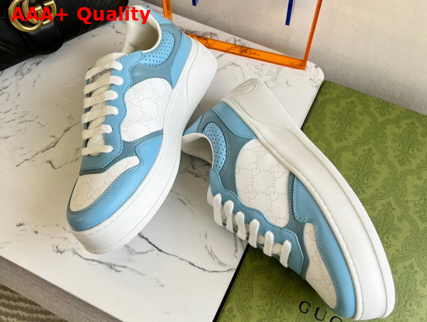 Gucci Womens GG Sneaker White GG Supreme Canvas with Light Blue Leather Trim Replica